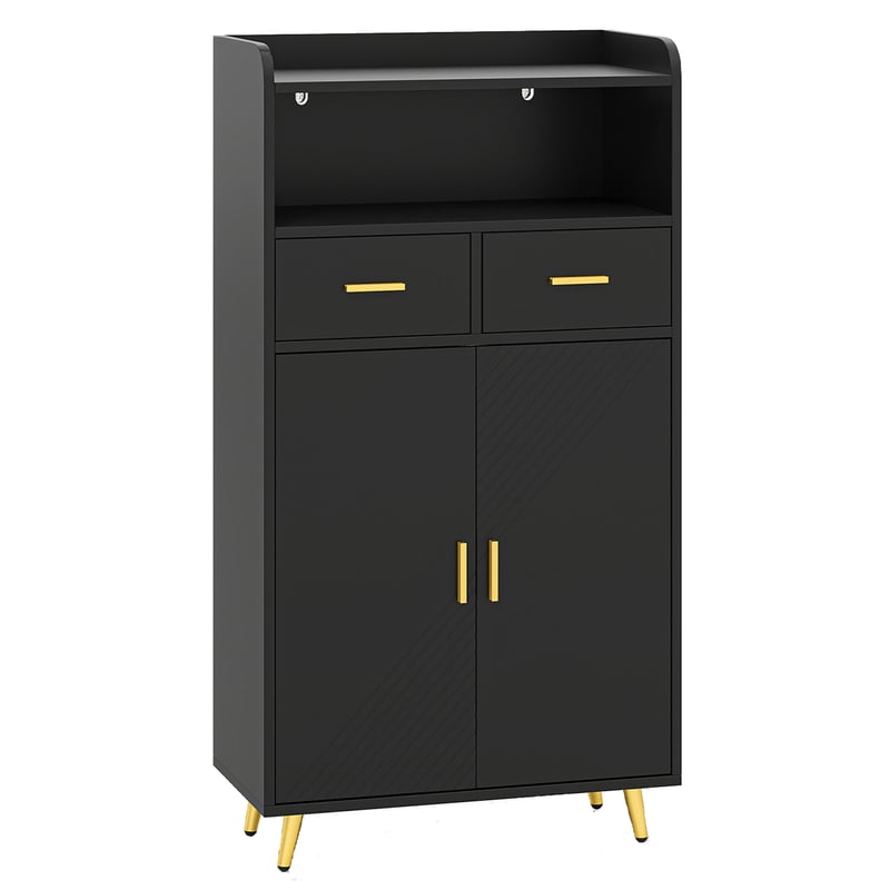 Szafka do Przechowywania z 2 Szufladami i 2 Drzwiami, Wolnostojąca Kredens Kuchenny z Regulowaną Półką, Mebel do Przechowywania do Jadalni, Salonu