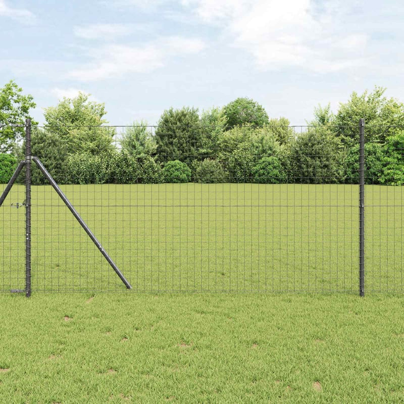 Słupek ogrodzeniowy. 12 pcs Szary Stal Malowana Proszkowo vidaXL