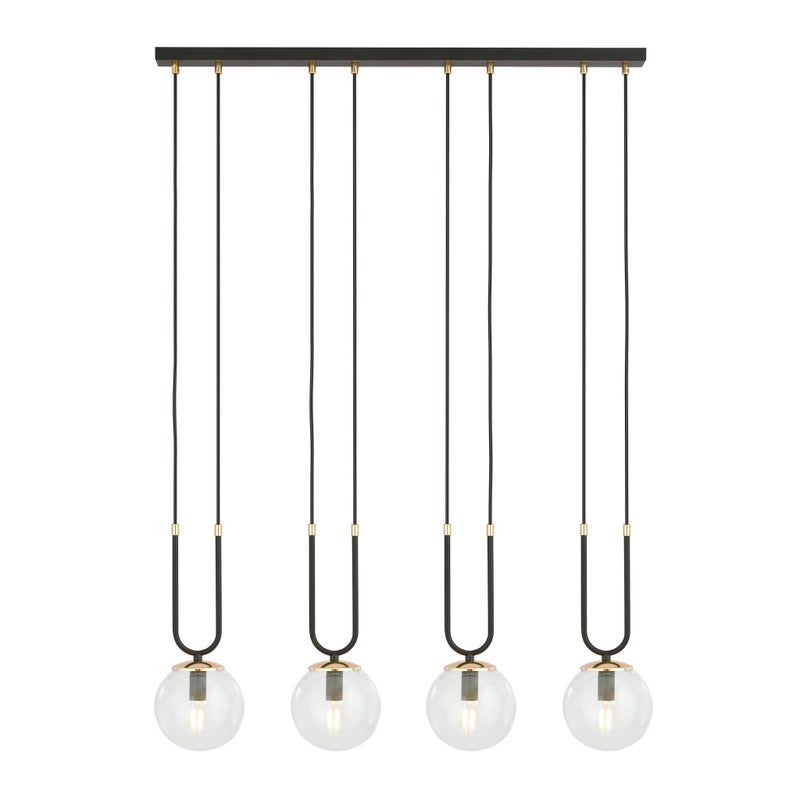 Lampa wisząca Glam czarno-przezroczysta-złota 4xE14x10W wym: 115 x 92 x 15 cm szkło Emibig