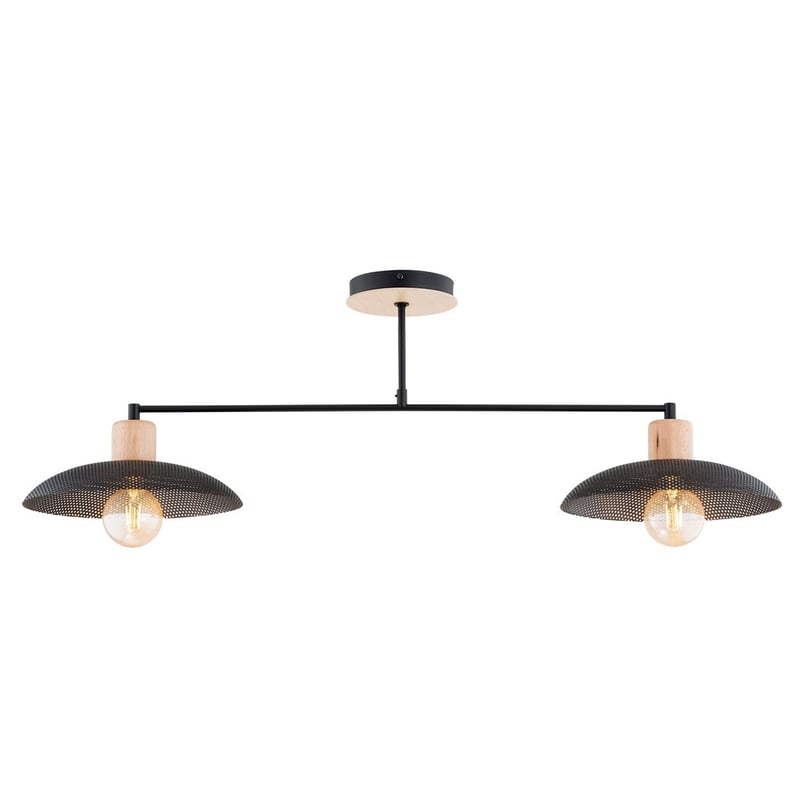 Lampa sufitowa Kobe czarna-jasne drewno 2xE27x15W wym: 30 x 100 x 30 cm metal Emibig