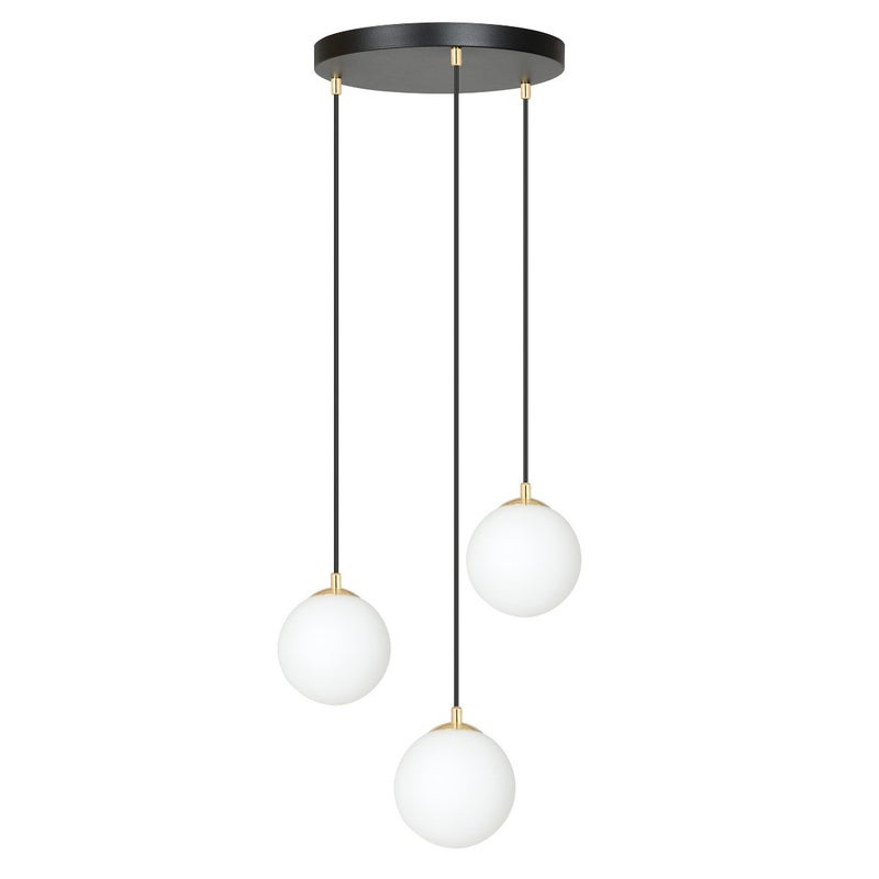 Lampa wisząca Royal czarno-biała-złota 3xE14x10W wym: 100 x 40 x 40 cm szkło Emibig
