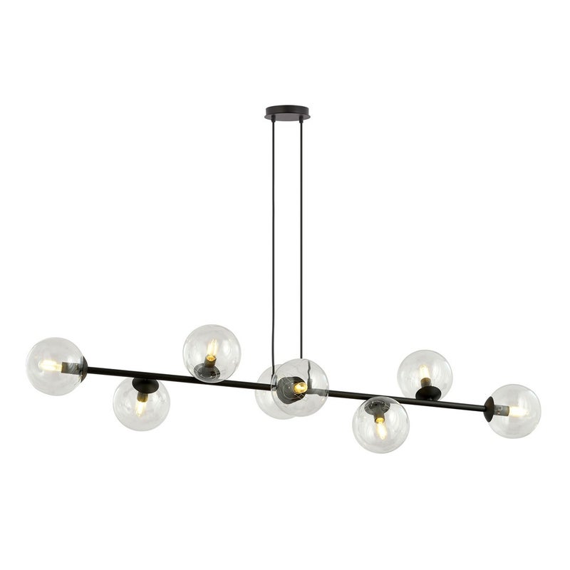 Lampa wisząca Rossi czarno-przezroczysta 8xE14x10W wym: 100 x 130 cm szkło Emibig
