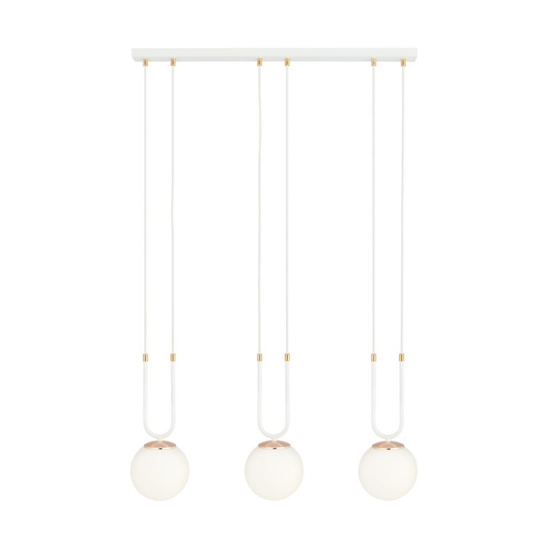 Lampa wisząca Glam biało-złota 3xE14x10W wym: 115 x 70 x 15 cm szkło Emibig