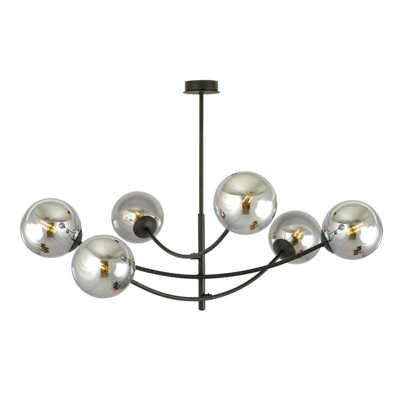Lampa wisząca Hunter czarna-chromowana 6xE14x10W wym: 63 x 89 cm szkło Emibig