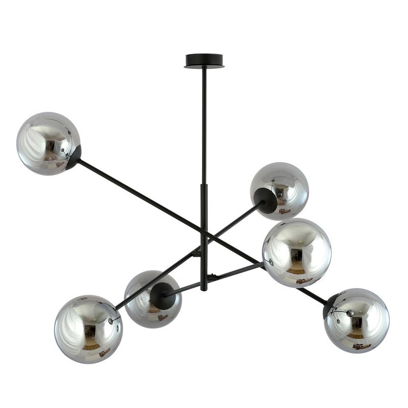 Lampa wisząca Linear czarna-chromowana 6xE14x10W do salonu szklane kule wym: 51 x 102 cm szkło Emibig