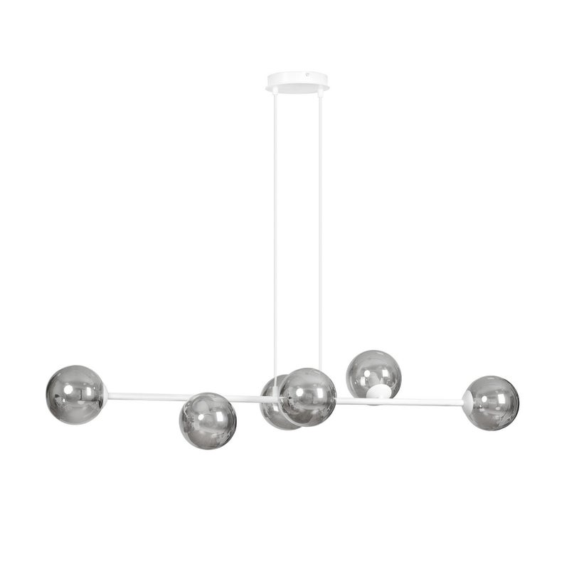 Lampa wisząca Rossi biała dymiona 6xE14x10W wym: 100 x 110 cm szkło Emibig