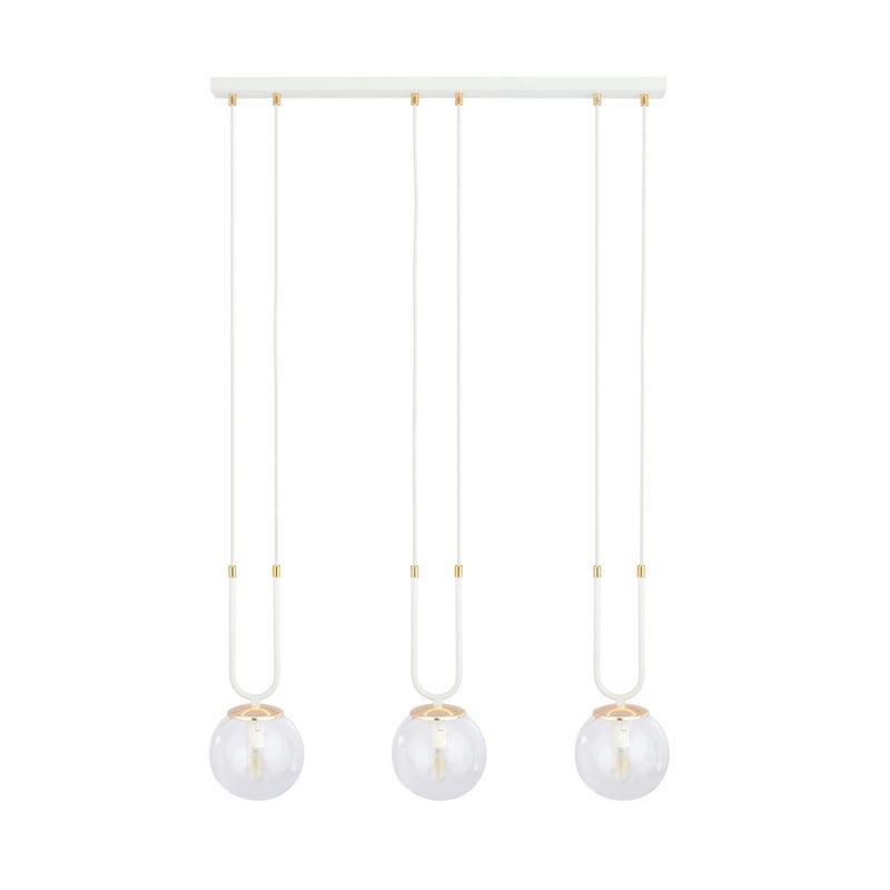 Lampa wisząca Glam biało-przezroczysta-złota 3xE14x10W wym: 115 x 70 x 15 cm szkło Emibig
