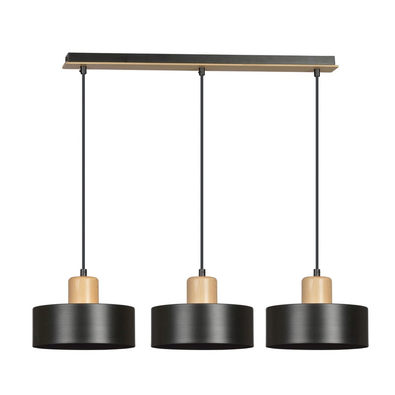 Lampa wisząca Torin czarna-jasne drewno 3xE27x15W wym: 100 x 80 x 25 cm metal Emibig
