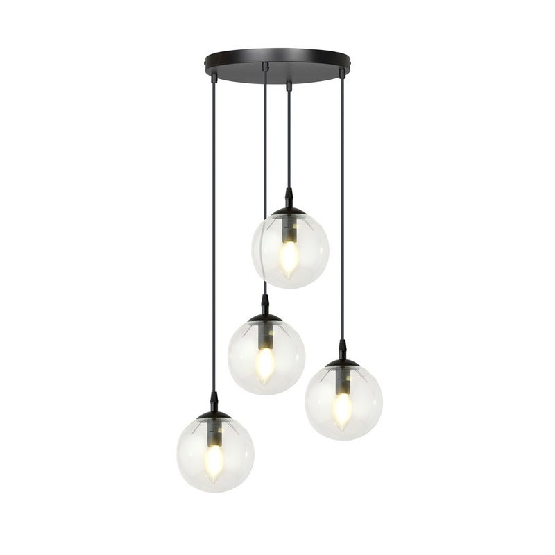 Lampa wisząca Cosmo czarno-przezroczysta 4xE14x10W wym: 100 x 40 x 40 cm szkło Emibig