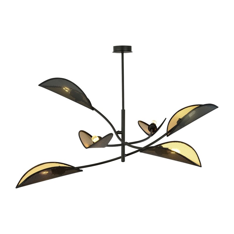 Lampa wisząca Lotus czarno-złota 6xE14x10W wym: 51 x 102 cm metal Emibig