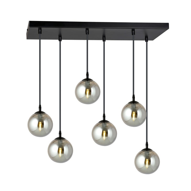 Lampa wisząca Cosmo czarna-grafit 6xE14x10W wym: 120 x 65 cm szkło Emibig