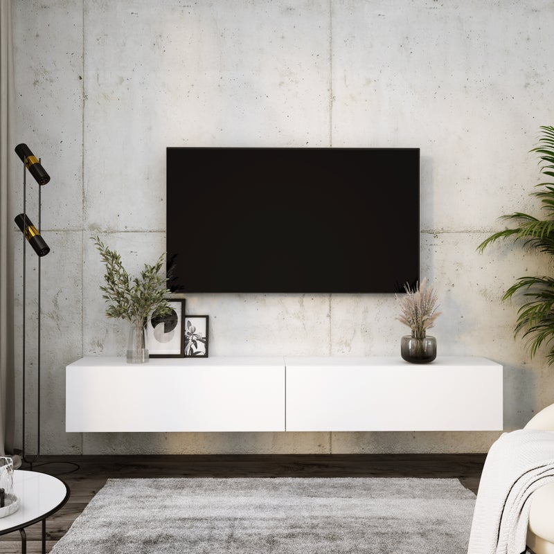 Szafka RTV : Biały Matowy, (2 X 100) x 34 x 32 cm