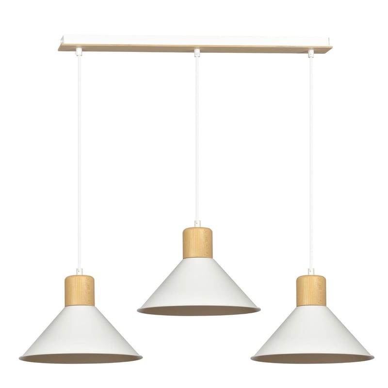 Lampa wisząca Rowen biała jasne drewno 3xE27x15W wym: 100 x 86 x 25 cm metal Emibig
