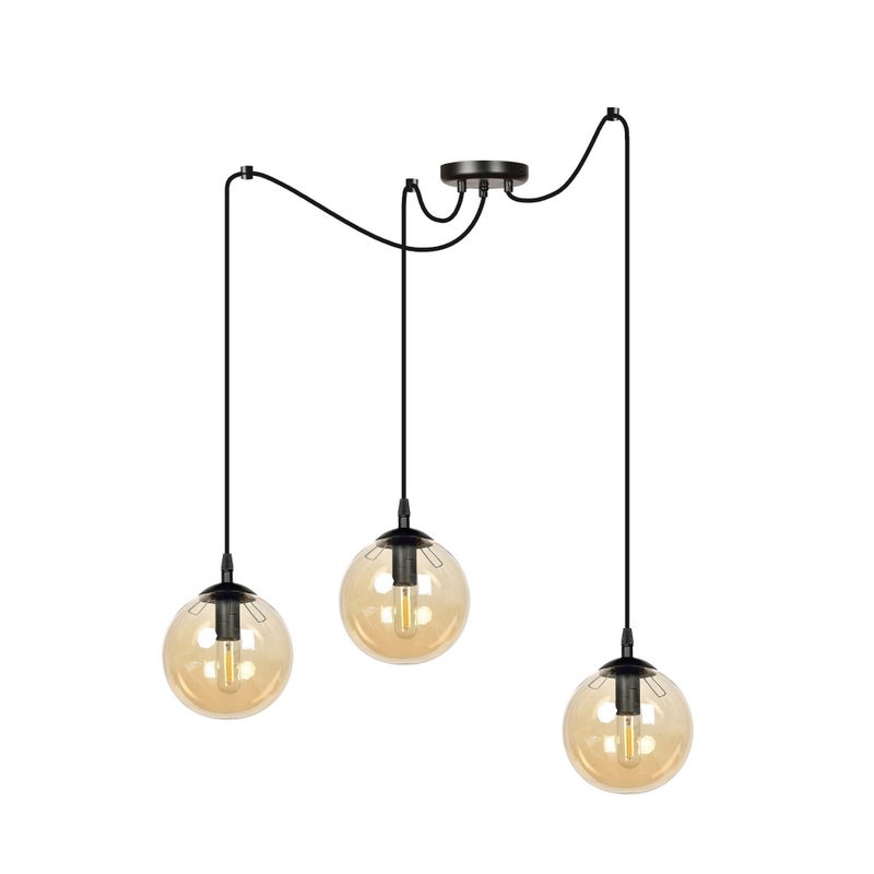 Lampa wisząca Gigi czarno-miodowy 3xE14x40W wym: 200 x 200 cm szkło Emibig