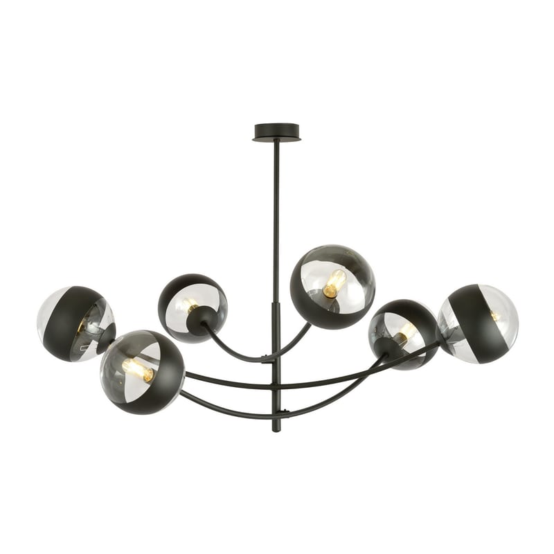 Lampa wisząca Hunter czarno-przezroczysta 6xE14x10W wym: 63 x 89 cm szkło Emibig