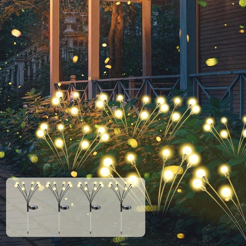 8 solarnych lamp zewnętrznych LED IP65, wodoodporne, ciepłe białe światło solarne, zewnętrzne do ogrodu, balkonu, ścieżki i patio, 4 sztuki