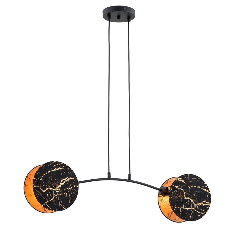 Lampa sufitowa wisząca Motif czarny i złoty 2xE27x15W wym: 100 x 82 x 11 cm tkanina Emibig