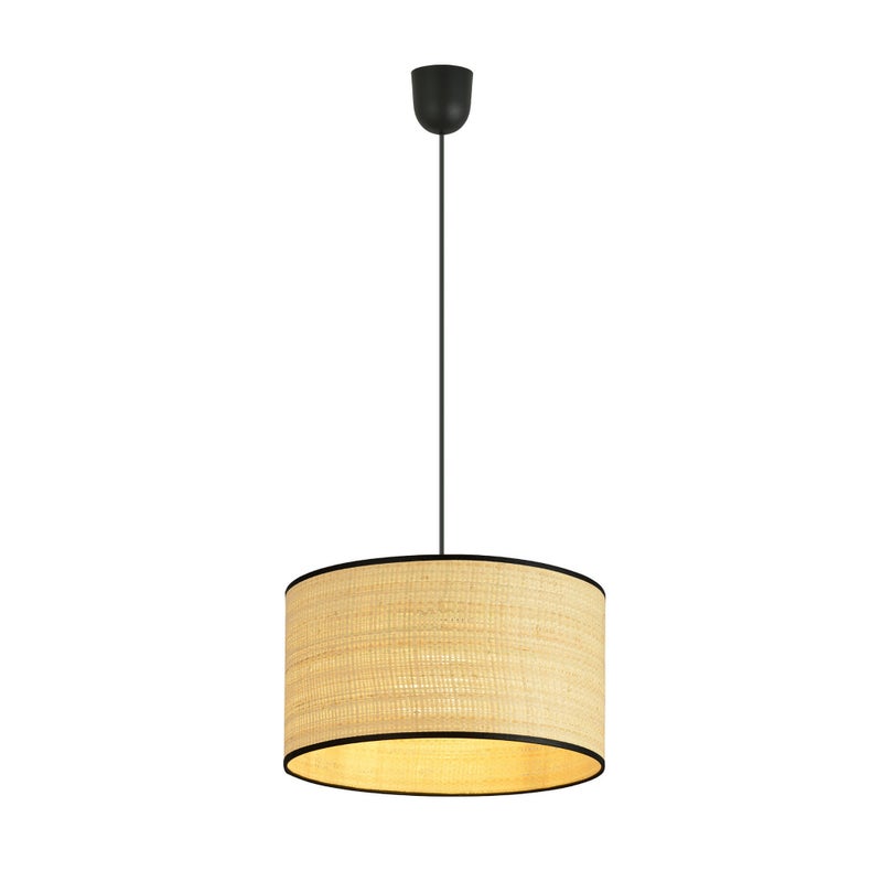 Lampa sufitowa Aston czarno-beżowa 1xE27x15W wym: 100 x 35 x 35 cm wiklina / rattan / słoma Emibig