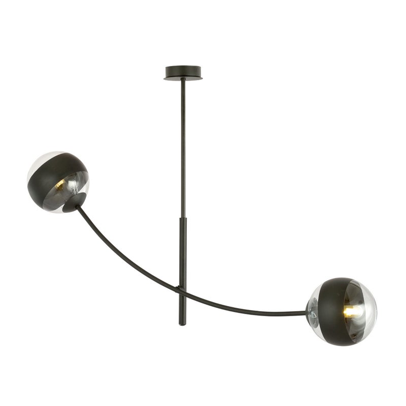 Lampa wisząca Hunter czarno-przezroczysta 2xE14x10W wym: 60 x 83 cm szkło Emibig