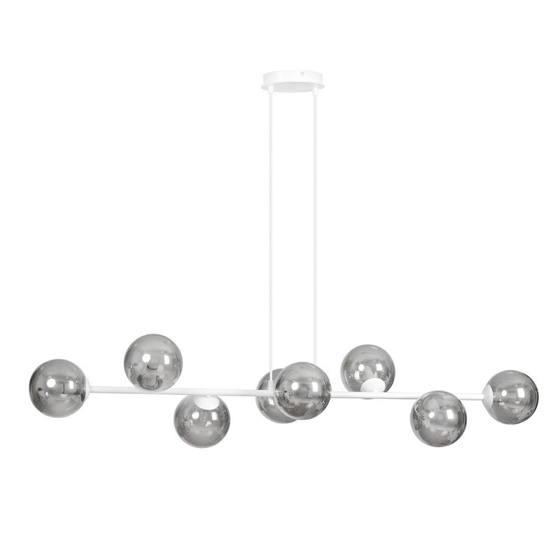 Lampa wisząca Rossi biała dymiona 8xE14x10W wym: 100 x 130 cm szkło Emibig