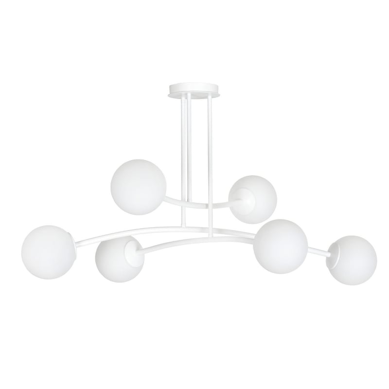 Lampa wisząca Halldor biała 6xE14x40W nowoczesna wym: 60 x 108 cm szkło Emibig