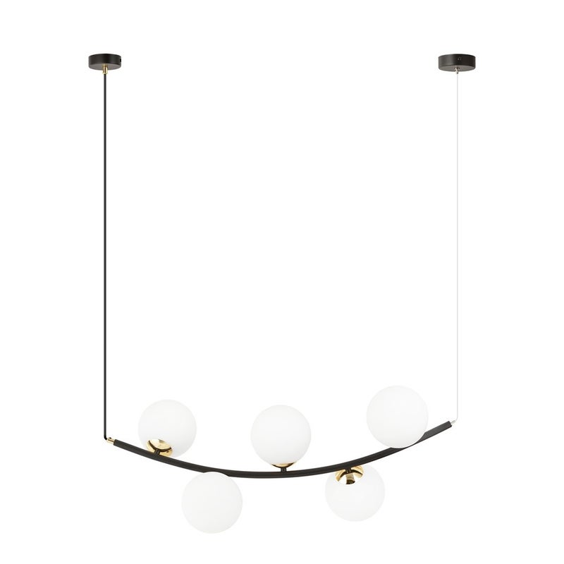Lampa wisząca Ritz biało-czarna-złota 5xE14x10W wym: 100 x 80 x 30 cm szkło Emibig