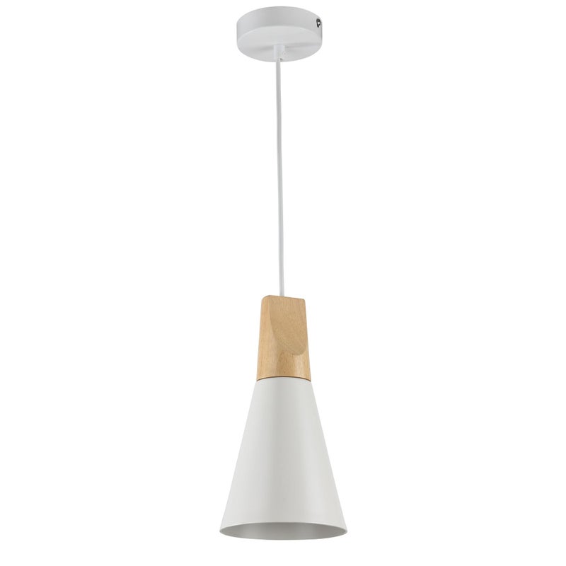 Lampa wisząca Bicones biała jasne drewno 1xE27x60W wym: 142 x 14 x 14 cm metal Maytoni