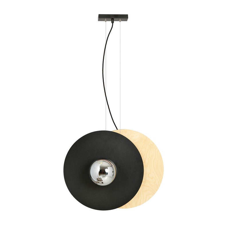 Lampa wisząca Soho czarno-biała-jasne drewno 2xE14x10W nowoczesna wym: 120 x 49 cm metal Emibig
