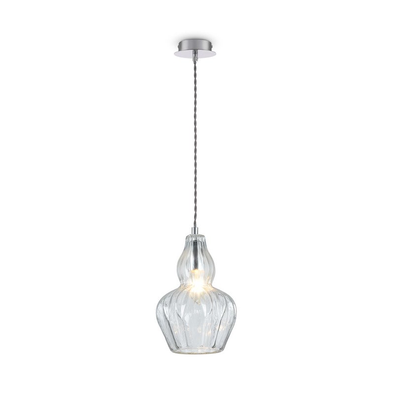 Lampa wisząca Eustoma kolor niklu i transparent 1xE14x40W szklany klosz wym: 143 x 16 x 16 cm szkło Maytoni
