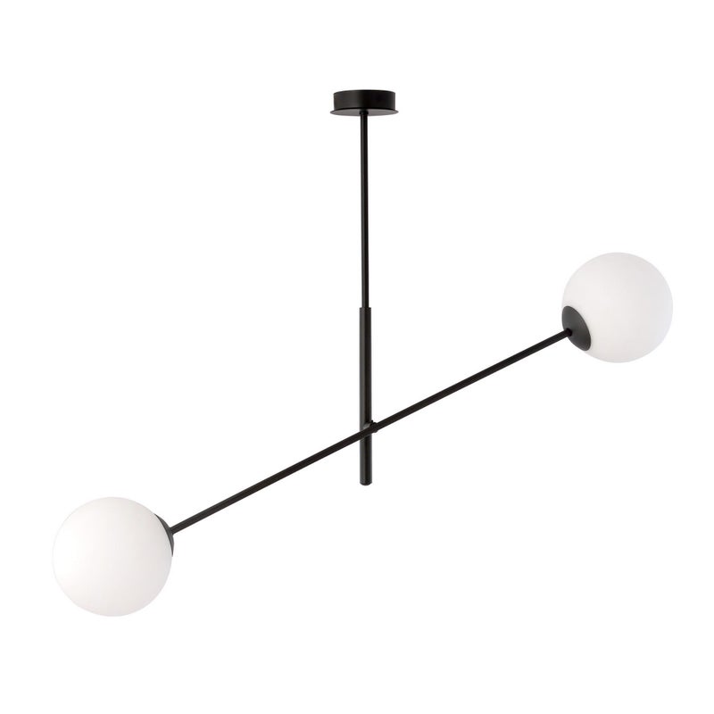 Lampa wisząca Linear czarno-biała 2xE14x10W wym: 51 x 102 cm szkło Emibig