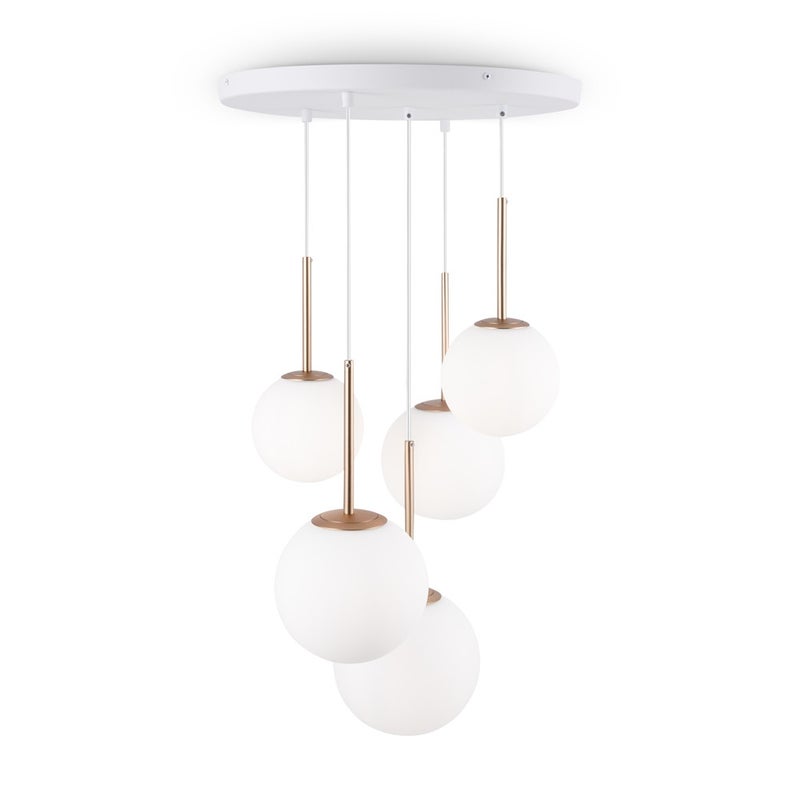 Lampa wisząca Basic Form mosiężno-złota 5xE14x40W wym: 180 x 58 x 58 cm szkło Maytoni