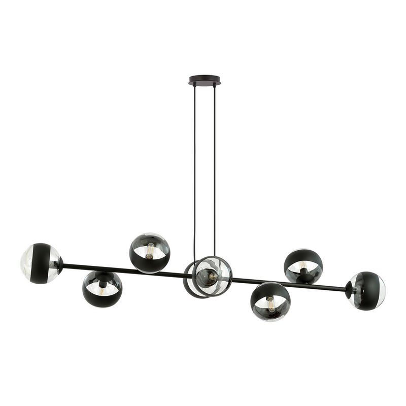Lampa wisząca Rossi czarno-przezroczysta 8xE14x10W wym: 100 x 140 x 30 cm szkło Emibig