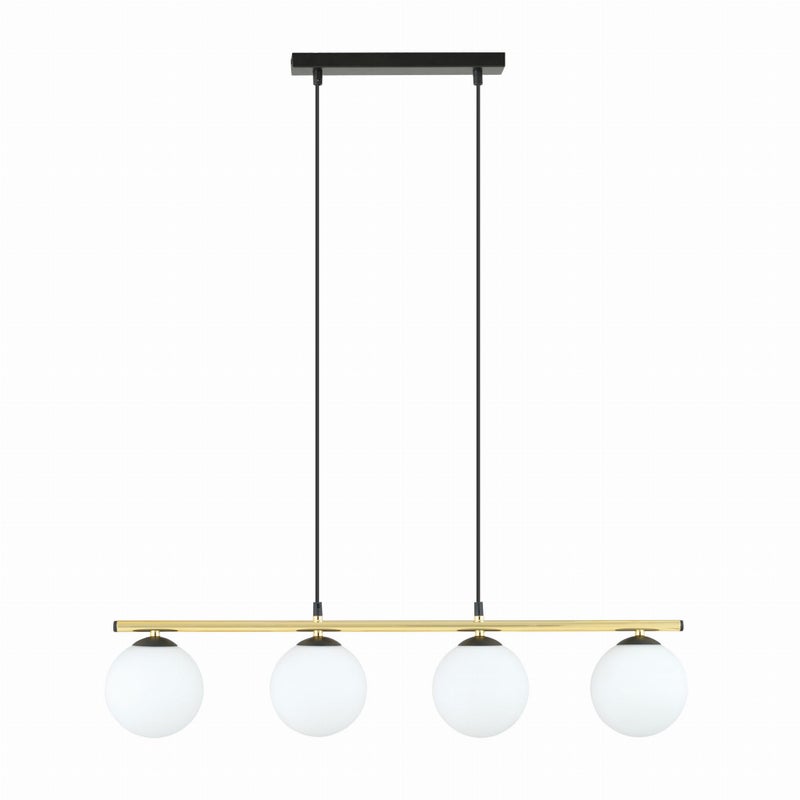 Lampa wisząca Allora biało-złota-czarna 4xE14x10W wym: 100 x 85 x 23 cm szkło Emibig