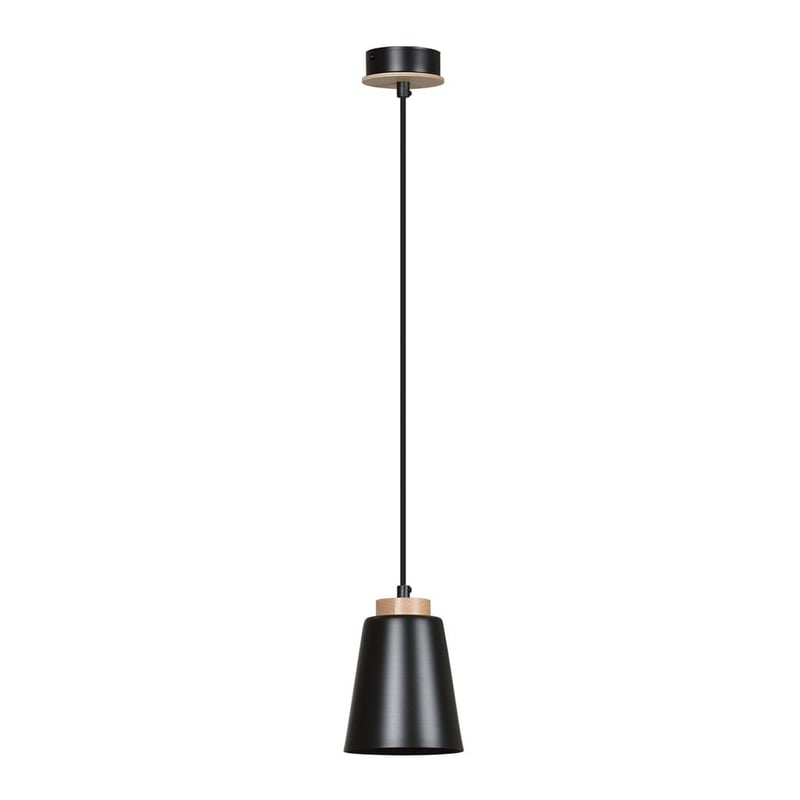 Lampa sufitowa Bolero czarna-jasne drewno 1xE27x15W wym: 100 x 14 x 14 cm metal Emibig