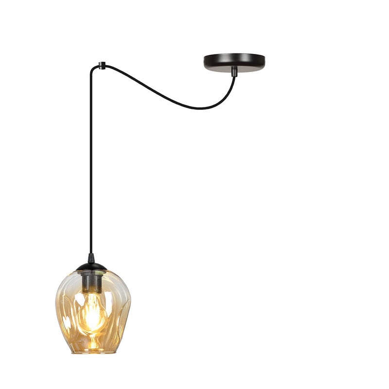 Lampa sufitowa wisząca Level czarno-miodowy 1xE27x15W wym: 200 x 14 x 14 cm szkło Emibig