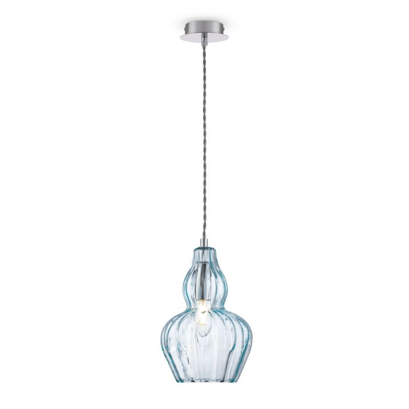 Lampa wisząca Eustoma niklowo-niebieska 1xE14x40W dekoracyjna szklana wym: 143 x 16 x 16 cm szkło Maytoni