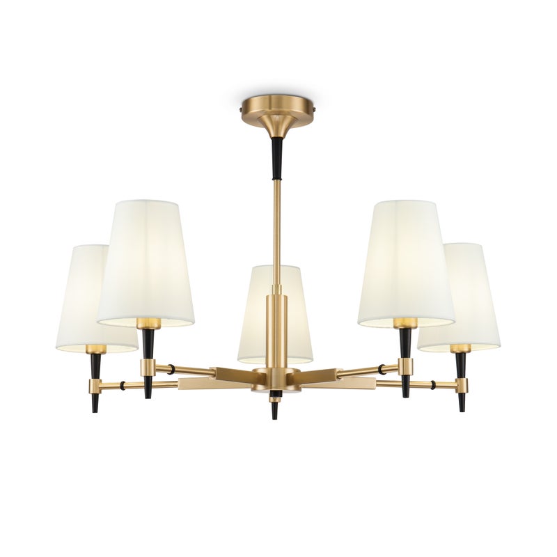Lampa wisząca Zaragoza mosiężno-złota 5xE14x40W styl klasyczny wym: 50,5 x 78 x 78 cm tkanina Maytoni