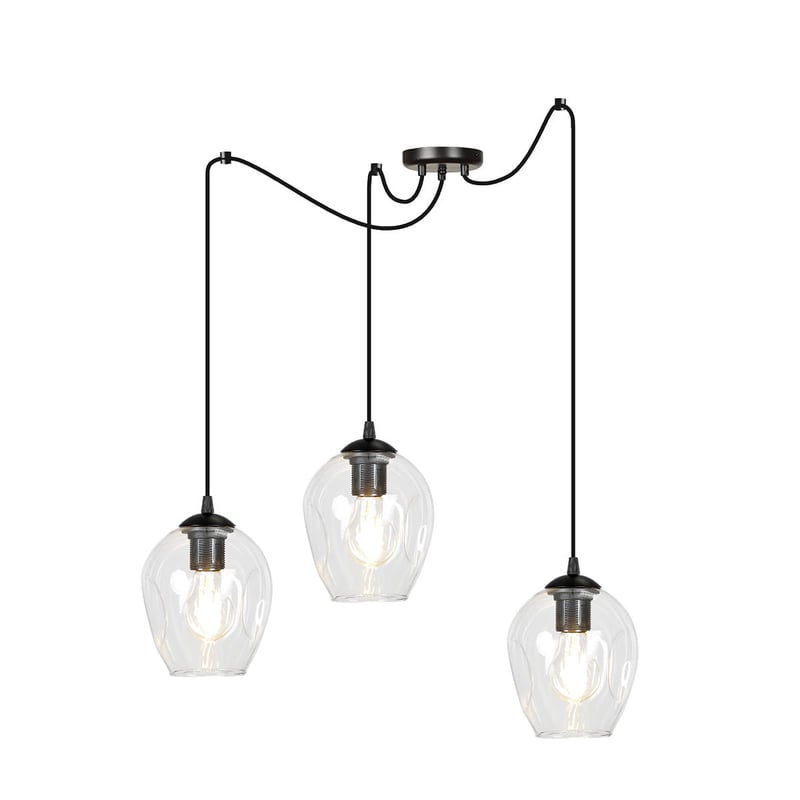 Lampa wisząca Level czarno-przezroczysta 3xE27x15W wym: 200 x 14 x 14 cm szkło Emibig