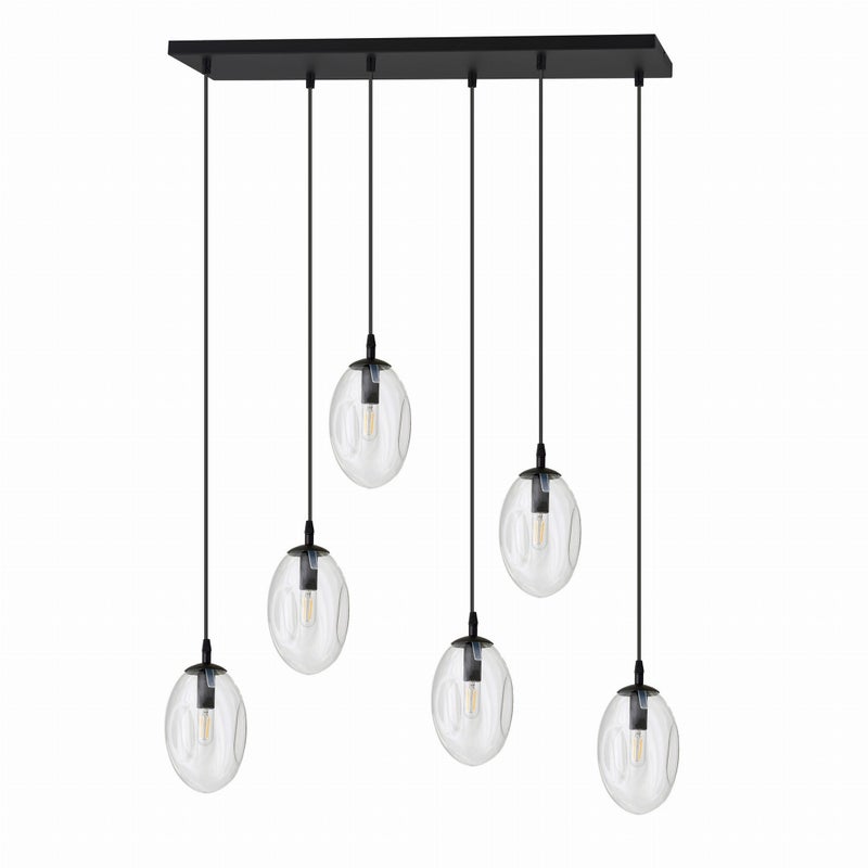 Lampa wisząca Astral czarno-przezroczysta 6xE14x10W wym: 100 x 70 x 40 cm szkło Emibig