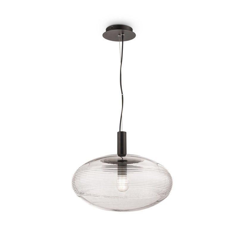 Lampa wisząca Perlas czarno-transparentna 1xE27x60W wym: 136,5 x 43 x 43 cm szkło Maytoni