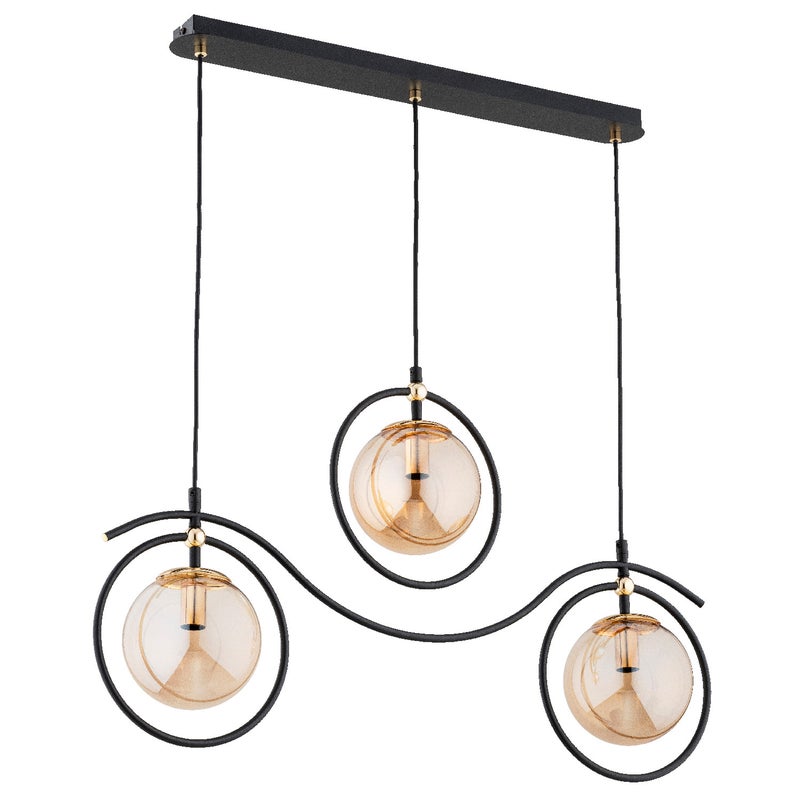 Lampa wisząca Kira czarno-bursztynowy-złota 3xE14x10W dekoracyjna wym: 90 x 24 x 78 cm metal Alfa