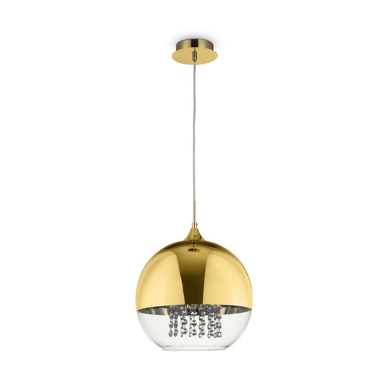Lampa wisząca Fermi mosiężno-złota 1xE27x60W kryształowa wym: 105 x 30 x 30 cm szkło Maytoni