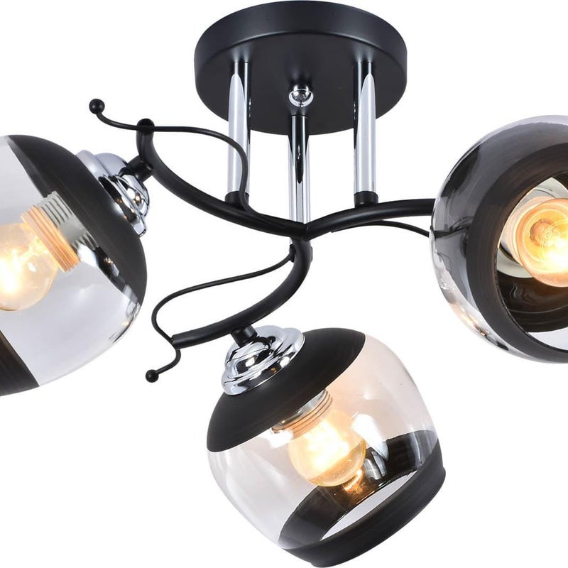 Lampa wisząca Alemria czarna-chromowana 3xE27x60W klasyczna wym: 25 x 52 x 52 cm szkło Lampex