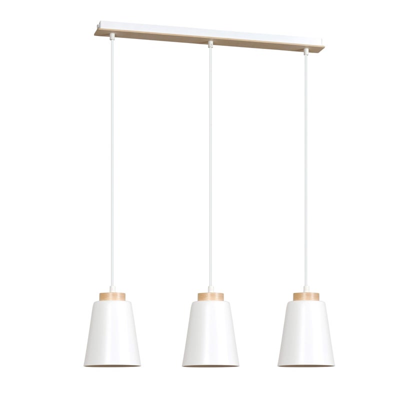 Lampa wisząca Bolero biała jasne drewno 3xE27x15W wym: 100 x 66 x 14 cm metal Emibig
