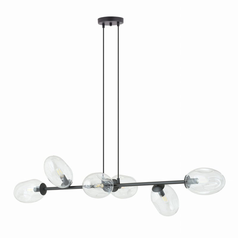 Lampa wisząca Pandora czarno-przezroczysta 6xE14x10W wym: 100 x 120 cm szkło Emibig