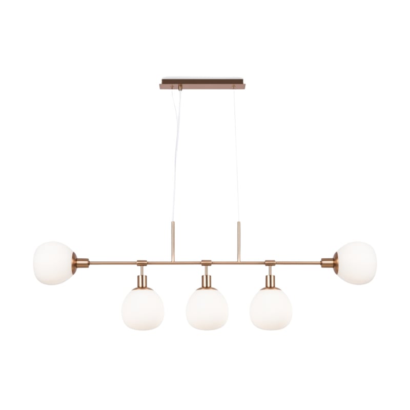 Lampa wisząca Erich miedziano-biała 5xE14x40W wym: 149,3 x 120 x 15 cm szkło Maytoni