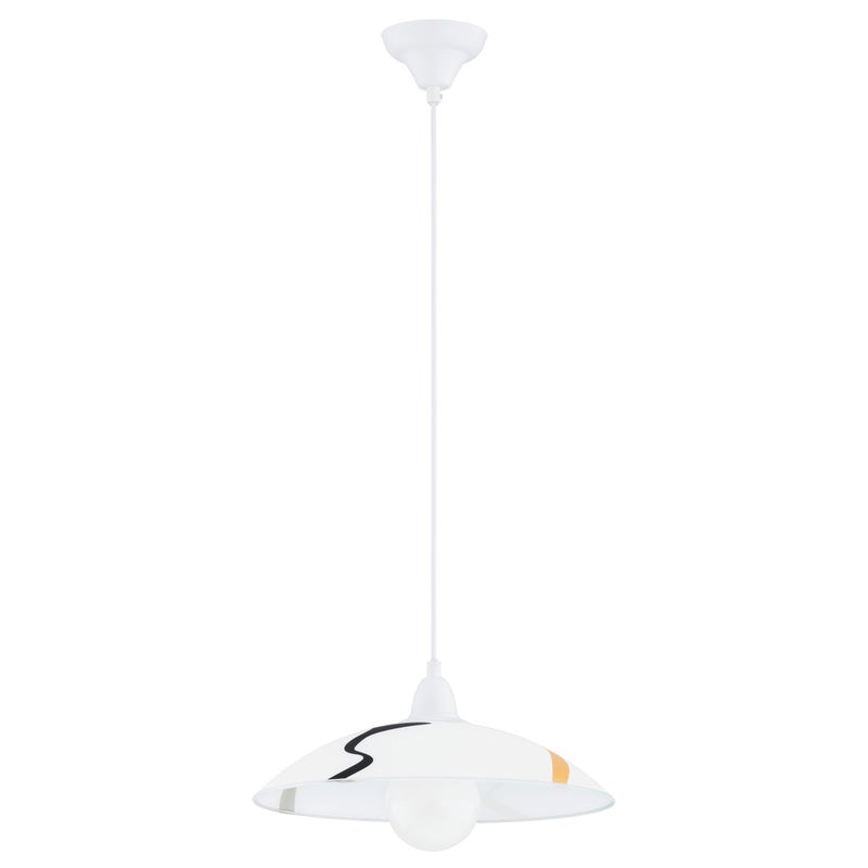 Lampa wisząca Flores biało-czarna-beżowa 1xE27x15W do kuchni wym: 90 x 37 x 37 cm tworzywo sztuczne Alfa
