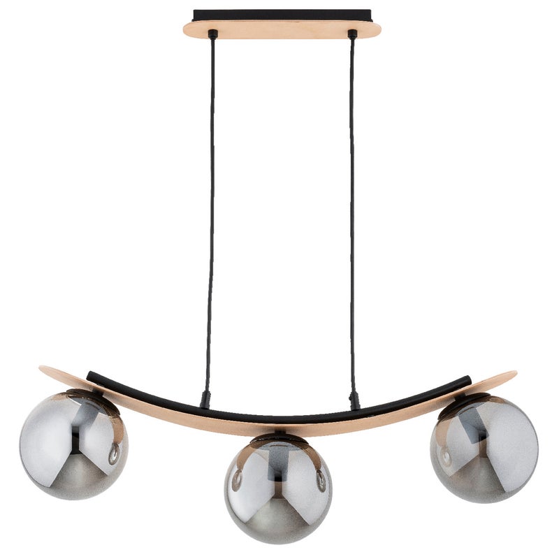 Lampa wisząca Naira jasne drewno-czarna-dymiona 3xE14x10W dekoracyjna wym: 75 x 68 x 15 cm metal Alfa
