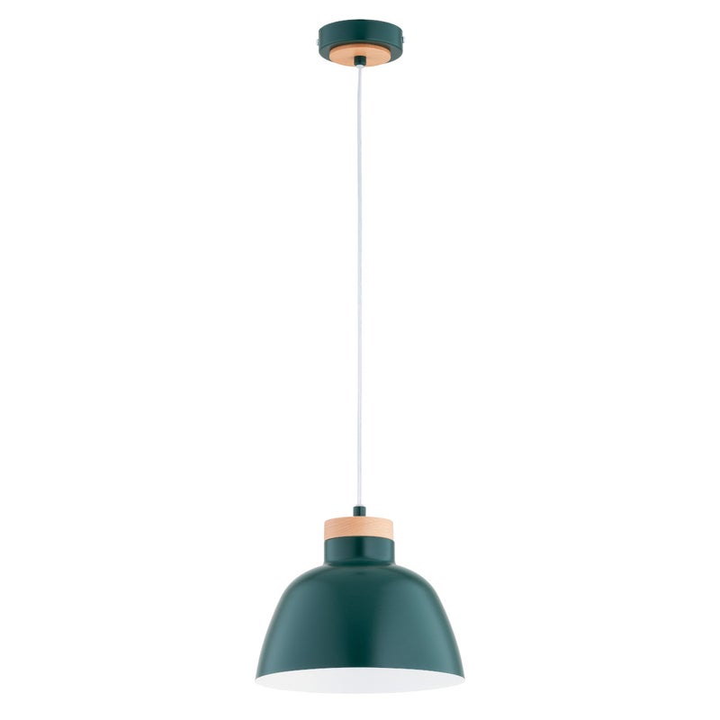 Lampa wisząca Lorien zielona - jasne drewno 1xE27x15W nad stół wym: 90 x 23 x 23 cm metal Alfa