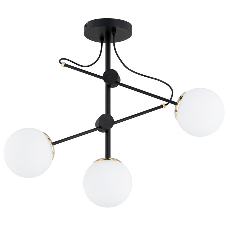 Lampa wisząca Olimp czarno-biała-złota 3xE14x10W nowoczesna wym: 58 x 78 x 78 cm metal Alfa